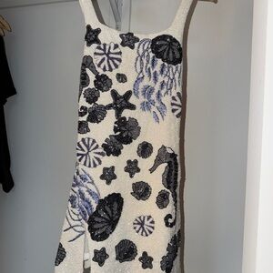 Oceanus New Orleans Hand-Beaded White Dress